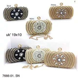 Clutch Pesta Julius Mutiara Payet Permata Tas Pesta Import 7666-01