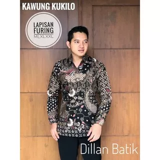 Kemeja Batik Pria Full Furing Lengan Panjang Katun Halus Sragenan Motif KAWUNG KUKILO
