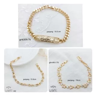 Gelang Wanita Xuping Asli Mata Zircon Mewah Minimalis Lapis Emas 18k