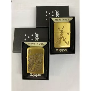 Korek Api Zippo Box Gold Premium Timbul Dua Sisi Motif Naga Made In USA/Zippo Gold/Zippo bOX/Lighter Mancis