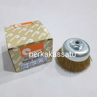 SIKAT KAWAT KUNINGAN GERINDA 3 KINIK CUP WIRE BRUSH 75MM 3 INCI 75 MM