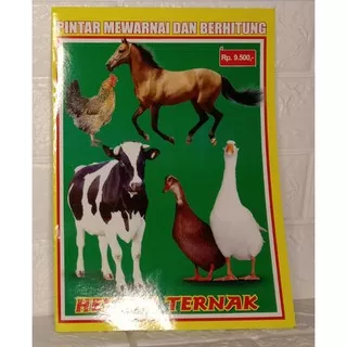 buku anak pintar mewarnai HEWAN TERNAK dan menulis abjad untuk TK dan Paud