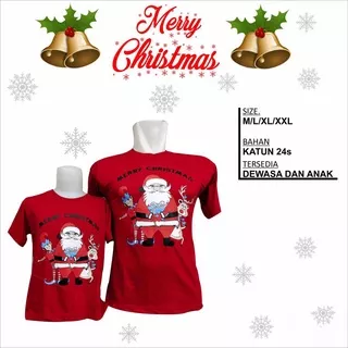 KAOS NATAL ANAK DEWASA SANTA DEER 02 - Baju natal - Kaos Merry Christmas - Tshirt Natal Murah