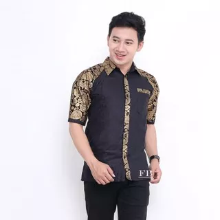 Baju Koko Muslim Batik Pria Murah Lengan Pendek BLACK GOLD MILLET