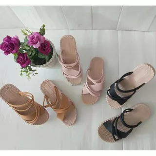 gos  Import SANDAL TALI 2 Sepatu Sandal Wanita Teplek Sepatu Sandal Cewek Flat Jelly Kekinian