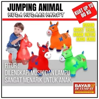 [AT5 - COD] Jumping Animal / Kuda Kudaan Karet ( ada musik dan lampu ) - Mainan Anak Laki laki Perempuan - Mainan Edukasi Anak usia 1 2 3 4 5 6 Tahun - Maenan Anak Perempuan - Mainan Edukatif Anak - Cocok untuk Paket bingkisan kado hadiah ulang tahun