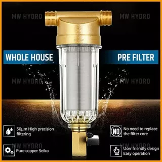 Whole House Water Pre Filter with Backwash, Brass  Male Thread