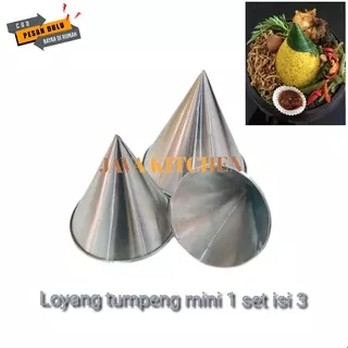 1 set cetakan tumpeng 8,10,12 cm isi 3 pcs cetakan tumpeng mini loyang tumpeng mini kerucut bahan alumunium tebal