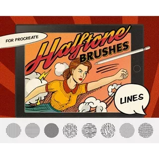 Procreate Brush - 21 Vintage Comic Book Line Pattern & Worn Paper