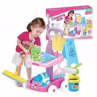 CLEANING SERVICE KIT (Pretend Play Mainan Anak Sapu Lap Pel Bersih Alat Kebersihan)