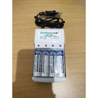 Battery AA 4 Pcs + Charger - Bisa Di Cas Ulang For Kamera Canon Nikon Sony Olympus Samsung Fujifilm Panasonic Baterai Coolpix L25 L26 L27 Batrai L28 L30 L300 L310 Charger L320 L330 Batre Cybershot Dsc H300 Finepix Hs20 Hs25 Bisa Di Cas