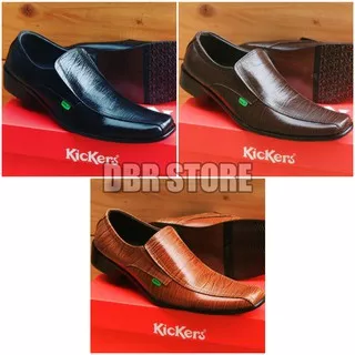 Sepatu Kerja Pantofel/Resmi/PNS/Kantor Kickers Leather/Kulit Sapi Asli Cowok/Pria (Black Brown)