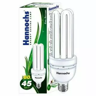 Bohlam Lampu PLC Jari 4U 45 Watt Cahaya Putih HANNOCHS GREEN Energy Saving Lamp E27 Cool Daylight