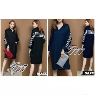 DRESS COMBI FASHION DRESS KOREA DRESS STRIPE DRESS MOSCREPE FIT TO XL DRESS JUMBO 17