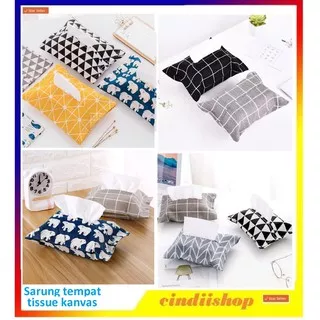 TEMPAT TISSUE bahan kain KANVAS sarung TISUE POUCH tisu tempat tissu MOTIF