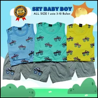 Setelan Kaos Singlet Bayi Laki Laki Usia Balita 0 6 12 Bulan - Stelan Baju Bayi Anak Laki Laki Cowok Murah umur Baby 0-3 6-12 Bulan 1 Tahun