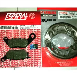 Paket kampas rem all matic yamaha mio depan(merk federal+blakang merk asli yamaha)