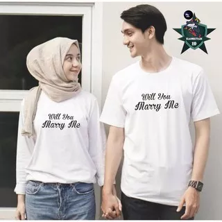 Kaos Dewasa Couple will You Marry Me [BISA COD] Pasangan Romantis Putih Lengan Panjang Pendek