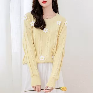 ?Elegant?Korean Women Crew Neck Long Sleeve Knitted Jumper Sweater Top Oversize  7041