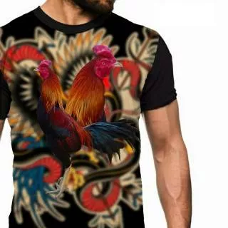 Kaos ayam jago bangkok petarung rooster chiken chicken 3d fullprint crown murah distro cowok keren