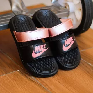 Sandal Pria Wanita Nike Benassi Duo Ultra Black Rose Gold Original