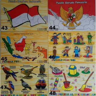 (Part 3) Puzzle Kayu SNI Bendera Garuda Peta Profesi Anatomi Tubuh Wajah Kesehatan Mainan Anak