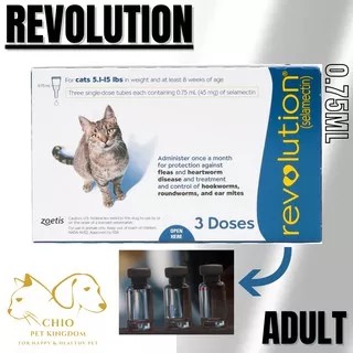 REVOLUTION ADULT CAT & MEDIUM DOG / OBAT KUTU KUCING / OBAT KUTU ANJING / REVOLUTION 0,75ml