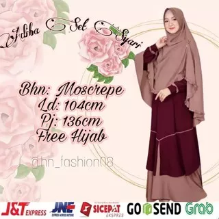 gamis syari gamis Adiba syar`i set hijab { Harga termasuk lengkap dengan hijab } moscrepe busui
