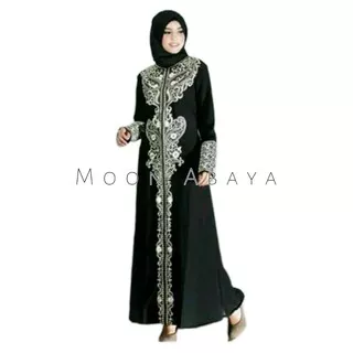 Gamis Abaya Arab Hitam Busana Muslim Wanita Terbaru Fashion Wanita Bahan Jetblack Saudi Bordir Asli