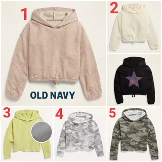 sweater hoodie crop anak perempuan branded original old navy hitam flip army krem