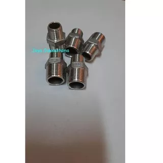 ? ??? GMH Double Naple Reducer Stainless 1/2 x 3/8 inch / V Sok Nepel SS304 ??