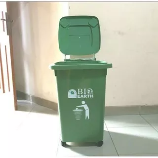 Tempat sampah Roda 58 Liter Green Leaf 2134 Tebal dan Kuat / Kotak Sampah Plastik / Dust Bin