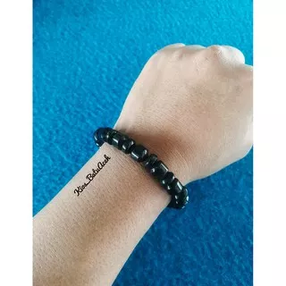 Gelang Batu Giok Hitam Black Jade Asli Aceh Original Tabung Cutting Kombinasi