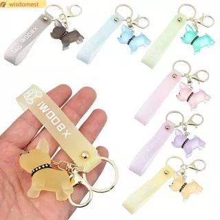 WISDOMEST Fashion Crystal Bulldog Dog Keychain Woman/Man/Kids Dog Key Chains Cartoon Keychain Key Ring Car Key Holder Portable Gift Waterproof Colorful French Bulldog Pendant/Multicolor