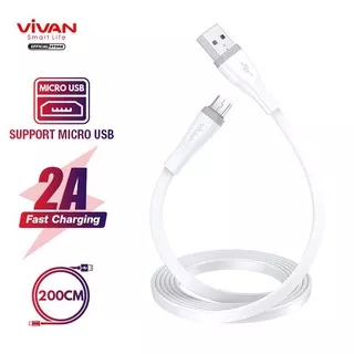 VIVAN Kabel Data USB Micro SM30S SM100S SM200S Fast Charging 2A Flat Design Android Garansi 1 Tahun