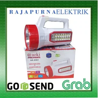 Lampu Senter + emergency light LED AOKI AK-6561 Rechargable