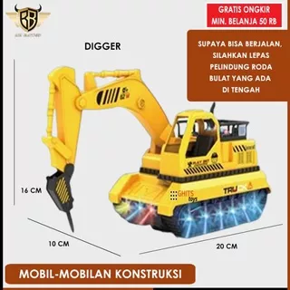 Mobil Mobilan KONSTRUKSI EXCAVATOR FORKLIFT TRUK Mainan Anak Laki Laki - Digger Exc, Tanpa Baterai