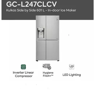 LG GC L247CLCV - KULKAS LG SIDE BY SIDE DOOR ICEMAKER 668/601L 247CLCV