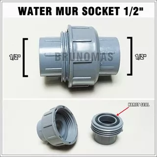 Water Mur Socket 1/2 Inchi - WATERMUR Union Socket Pipa PVC 0.5 IN