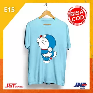 KAOS DISTRO DORAEMON PRIA WANITA LENGAN PENDEK