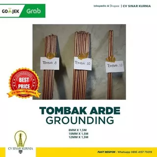 Grounding tembaga / grounding penangkal petir 12mm/10mm/8mm x 1,5 Meter