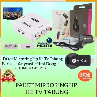 PAKET HDMI DONGLE ANYCAST WIRELESS WIFI DISPLAY RECEIVER TV SCREEN MIRRORING UNTUK HP KE TV TABUNG MIRACAST ALAT PENYAMBUNG HP KE TV TABUNG ORIGINAL