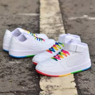 Nike Air Force 1 Low Rainbow . Nike Force One Pendek / Boot Tali Motif Pelangi TERBARU TERMURAH