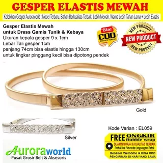 Belt wanita gesper elastis untuk dress gamis tunik ikat pinggang fashion