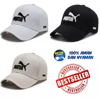 Big Sale Promo Topi Puma_New Distro Import Model Terbaru 2022 Keren Kekinian Pria Dewasa Korean Style Casual korea Gaul Terlaris Termurah Original Premium Berkualitas Logo Bordir Tebal Warna Cream Putih Dan Hitam