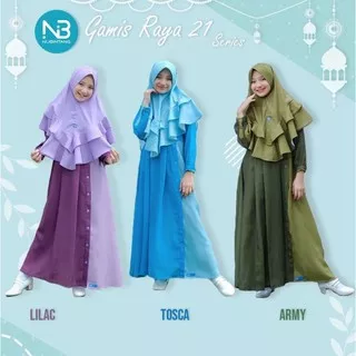 SARIMBIT RAYA 21 ORIGINAL BY NUBINTANG NOURA BAHAN WOLLYCREPE STAR JILBAB 2 LAYER SYARI ROK LEBAR