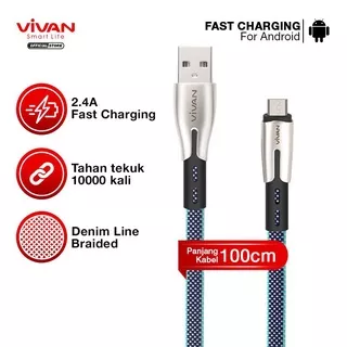 VIVAN Kabel Data Micro USB Kabel Fast Charging 2.4A - 100CM - Garansi Resmi 12 Bulan- BTK-M
