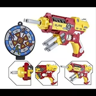 Mainan Pistol Soft Gun Bullet Blaster Tembakan Nerf Anak Ironman