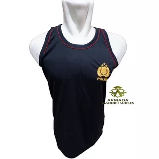 Kaos Singlet Logo Polisi - Hitam