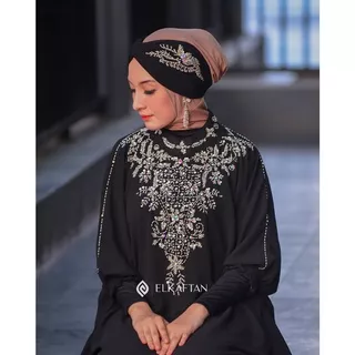 Elkaftan AIYNA Gamis Free Turban Payet Mewah Baju Kaftan Fashion Muslimah Dress Kondangan Jakarta